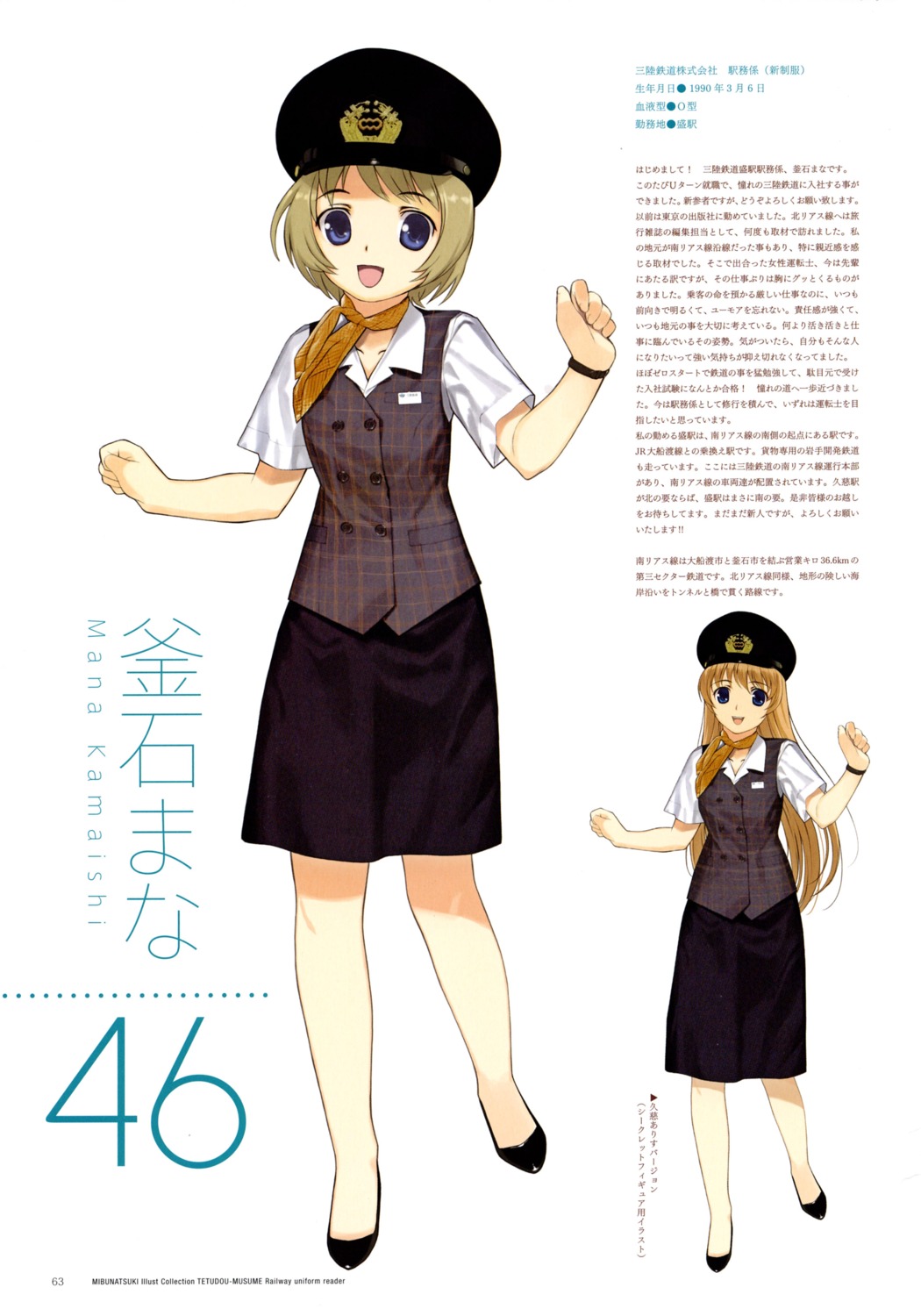 kamaishi_mana kuji_alice mibu_natsuki tetsudou_musume uniform