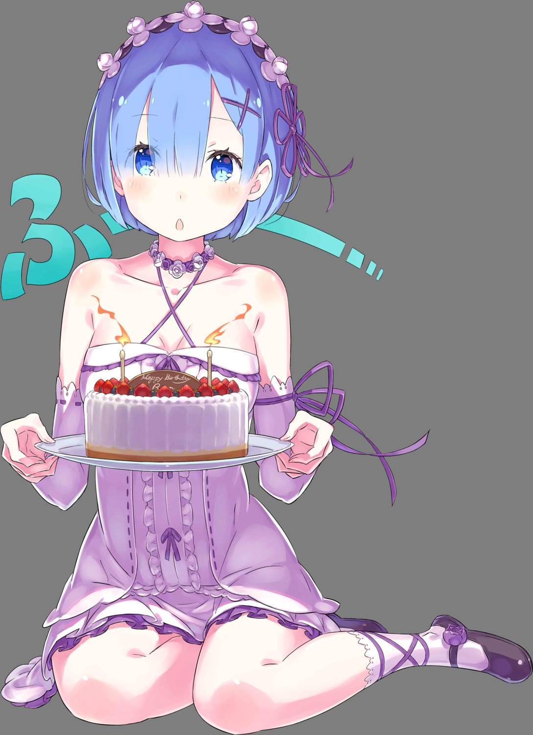 cleavage dress ootsuka_shinichirou re_zero_kara_hajimeru_isekai_seikatsu rem_(re_zero) transparent_png