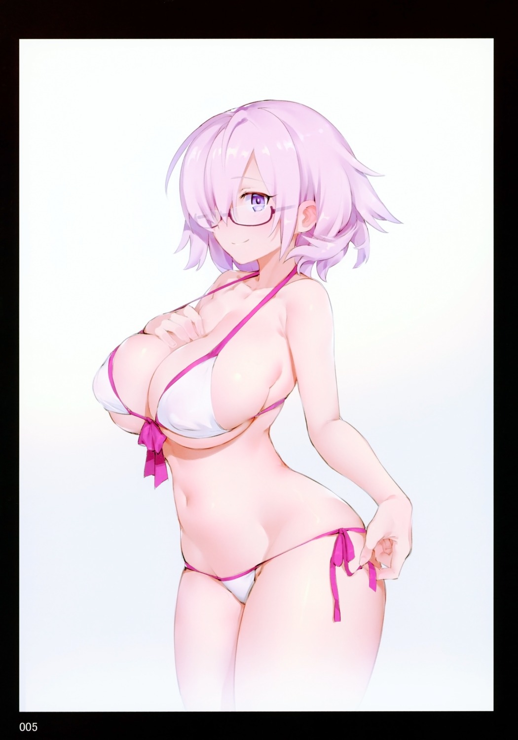 bikini breast_hold cleavage fate/grand_order mash_kyrielight megane swimsuits try
