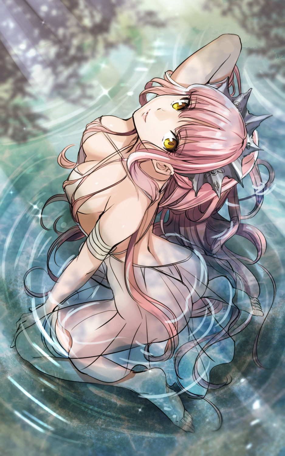 ass fate/grand_order feet lingerie medb_(fate/grand_order) no_bra nopan see_through shimo_(s_kaminaka) wet