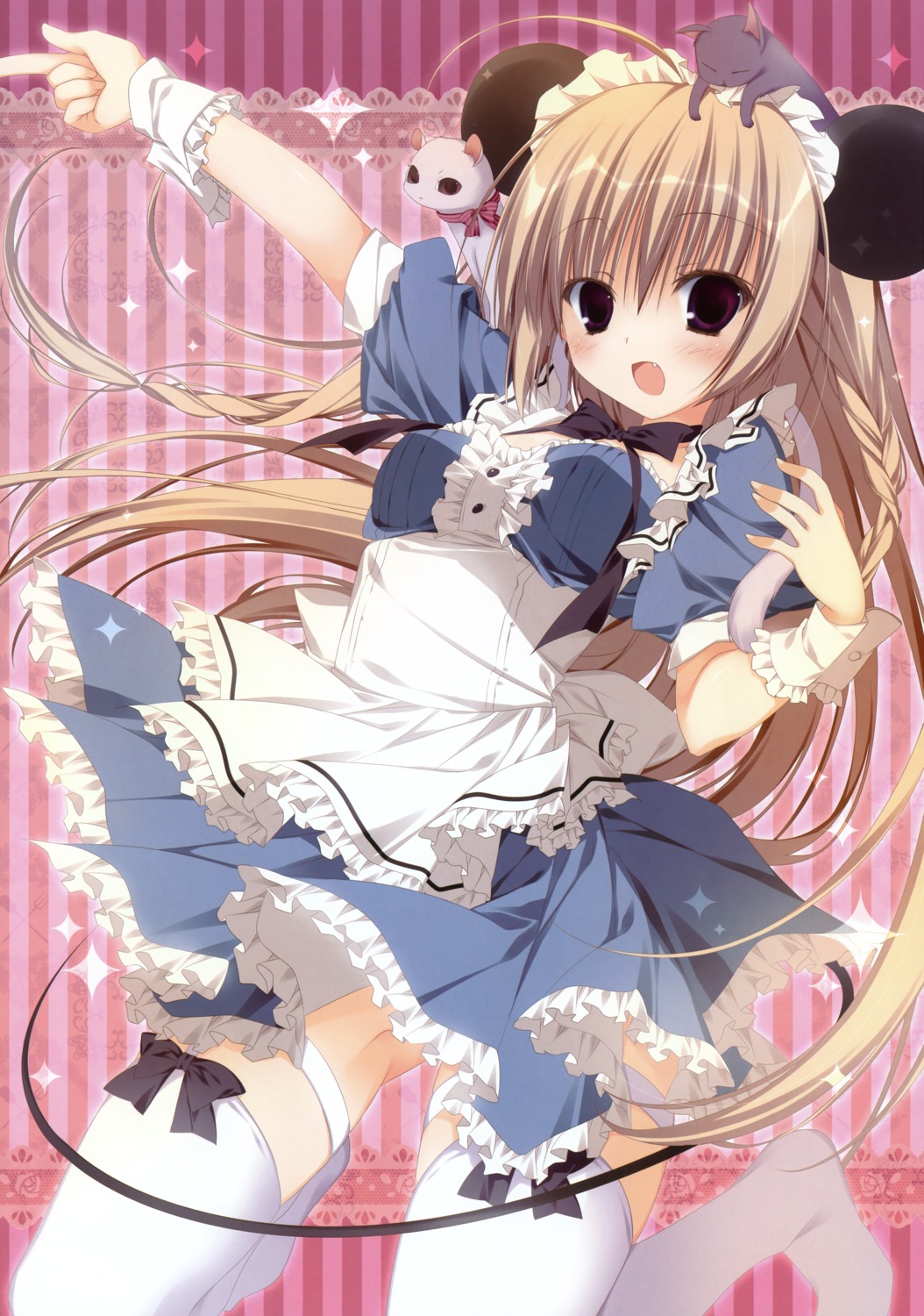 animal_ears dress fixed garter inugami_kira maid neko skirt_lift stockings tail thighhighs