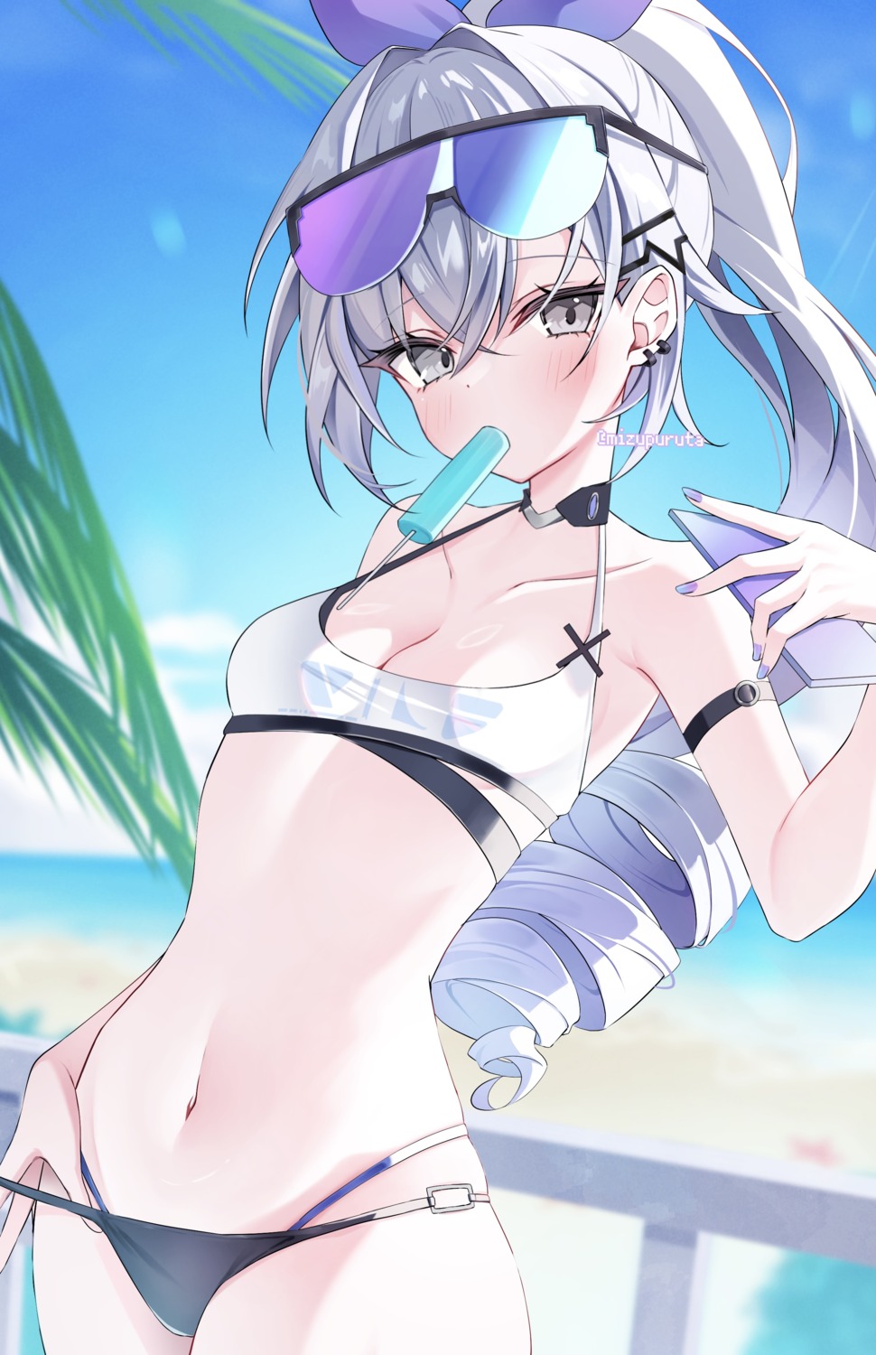 bikini honkai:_star_rail megane mizupuruta silver_wolf_(honkai:_star_rail) swimsuits