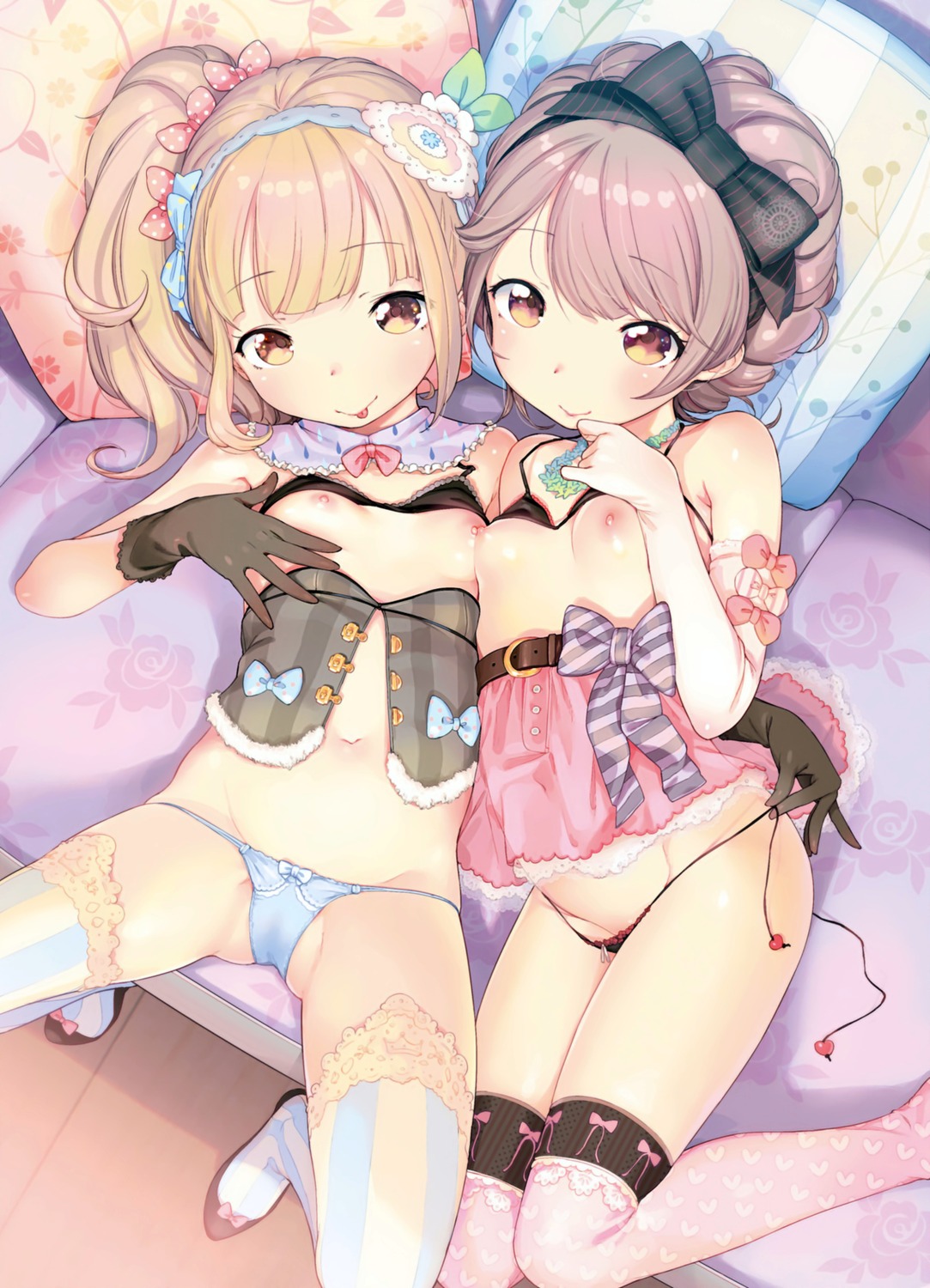 bra breast_hold digital_version henreader loli nipples pantsu panty_pull string_panties thighhighs