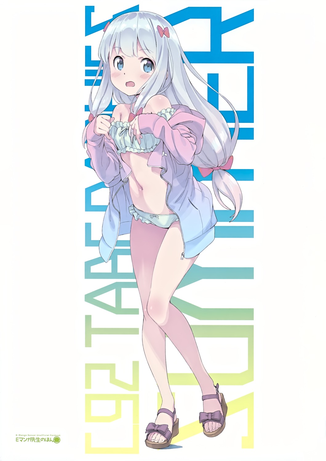 bikini eromanga-sensei heels izumi_sagiri kanzaki_hiro open_shirt swimsuits tabgraphics