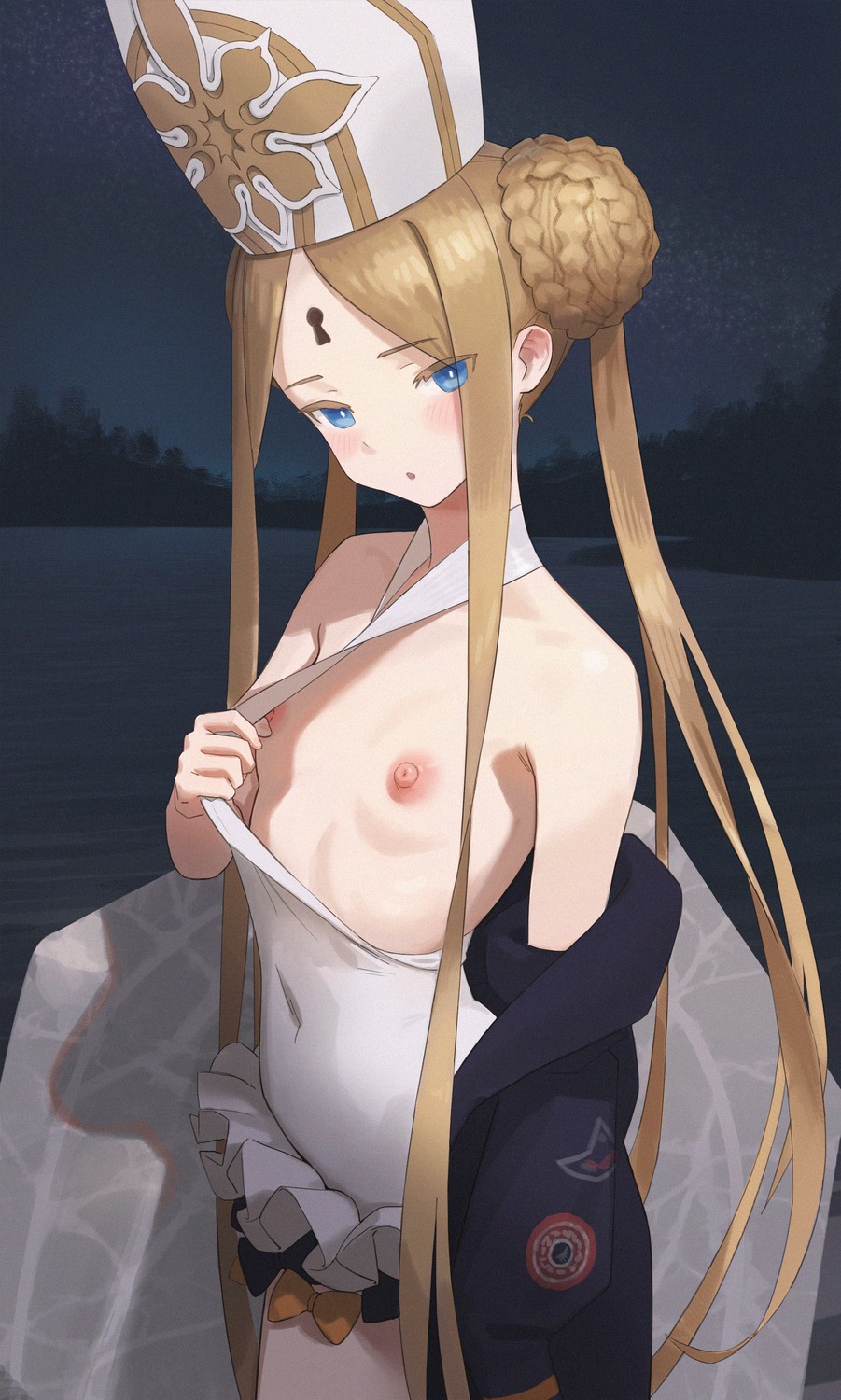 abigail_williams_(fate) breasts fate/grand_order loli nipples open_shirt siu_hing5262 swimsuits undressing
