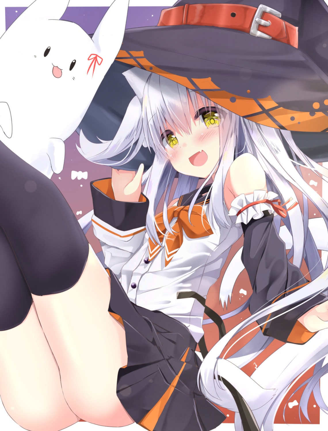 animal_ears fairy_eye halloween tail thighhighs witch