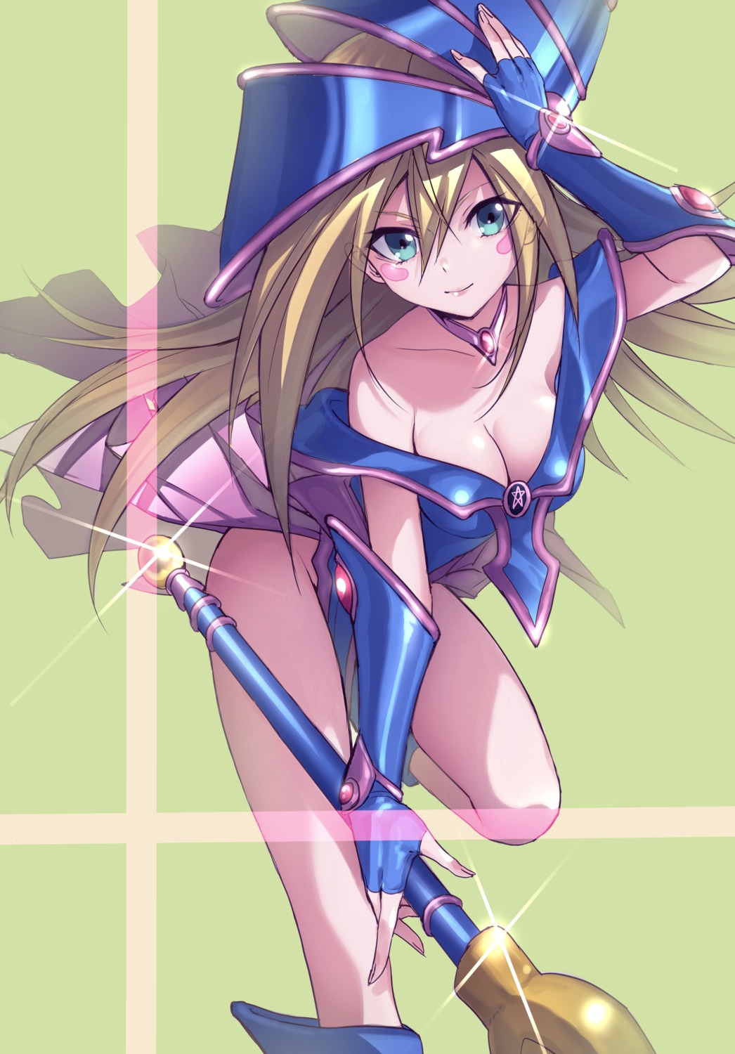 armor cleavage dark_magician_girl dress maruchi weapon yugioh