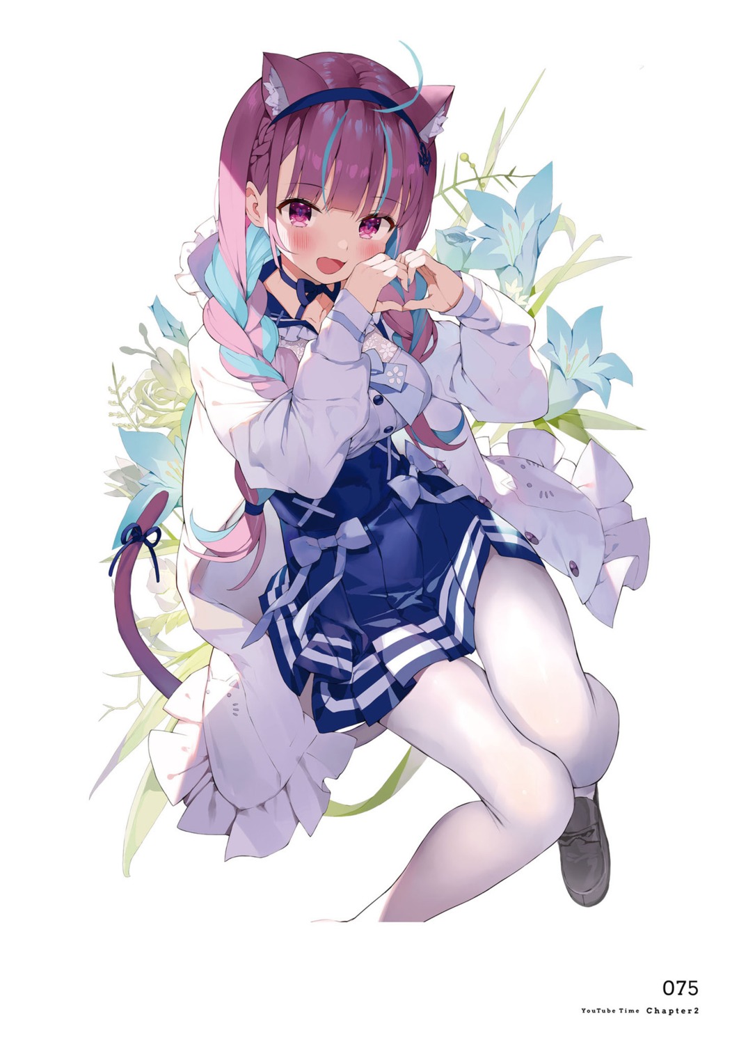 animal_ears gaou hololive minato_aqua nekomimi pantyhose seifuku tail