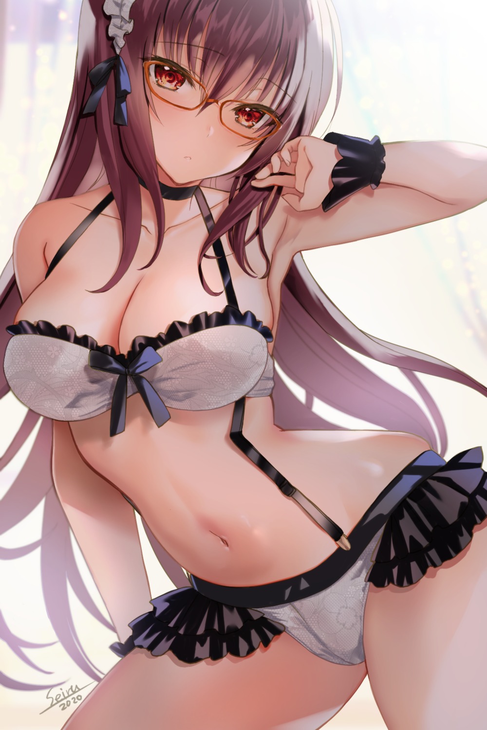 bikini cleavage fate/grand_order hijiri_ruka megane scathach_(fate/grand_order) swimsuits