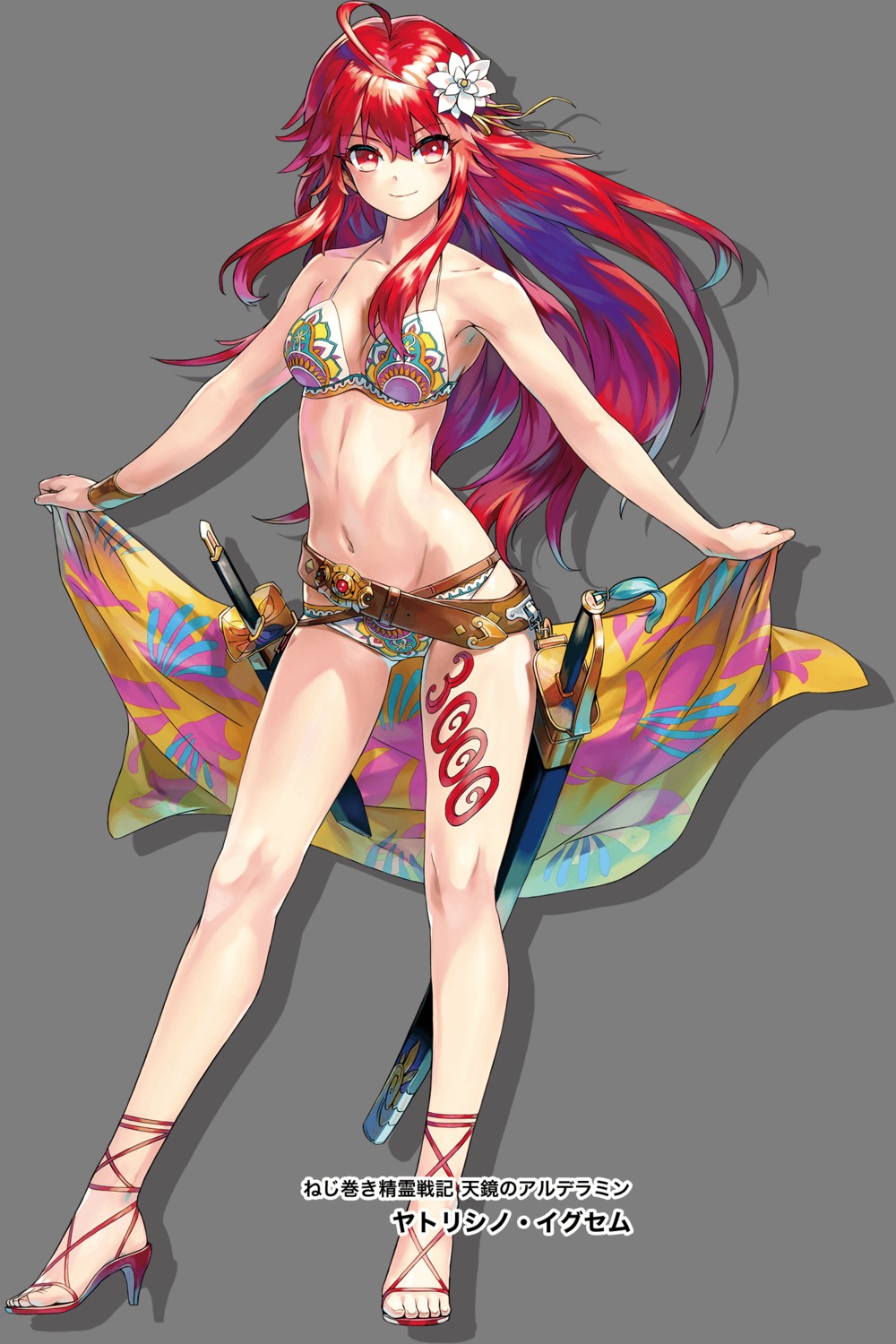 bikini cleavage heels sanbasou swimsuits sword tattoo tenkyou_no_alderamin transparent_png weapon yatorishino_xam