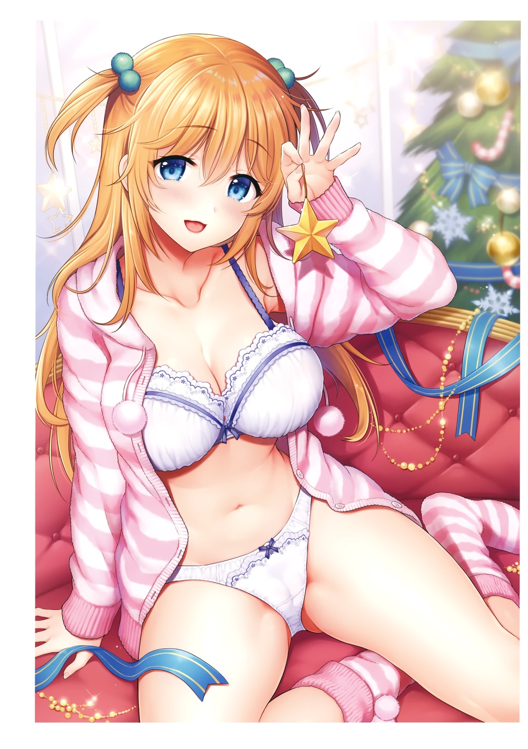 bra cameltoe cleavage open_shirt pantsu sasachin sweater