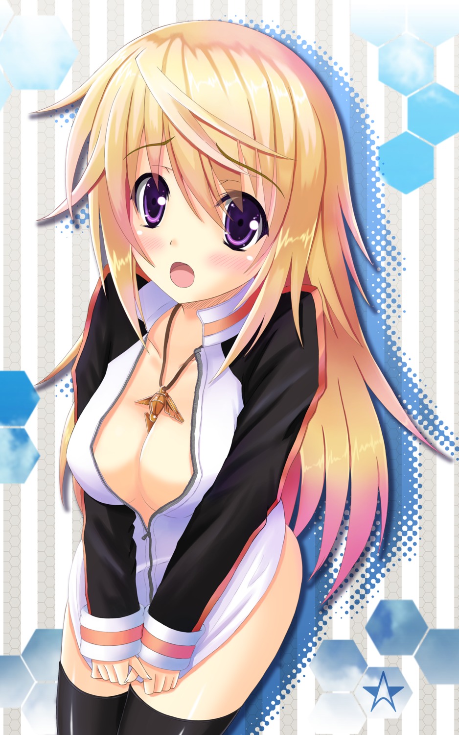 charlotte_dunois cleavage infinite_stratos no_bra suzuta_yume thighhighs