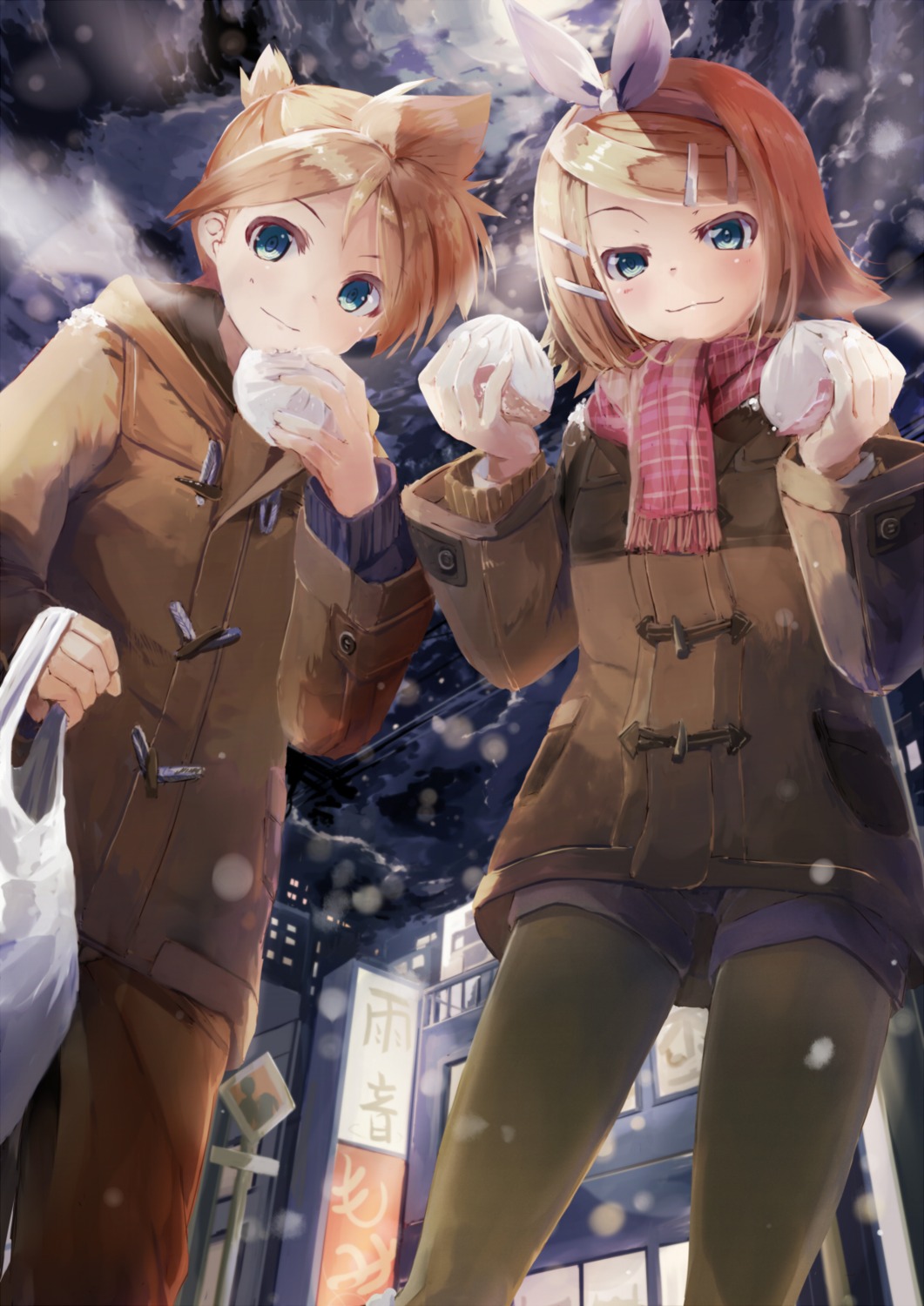 daidou_(demitasse) kagamine_len kagamine_rin pantyhose vocaloid