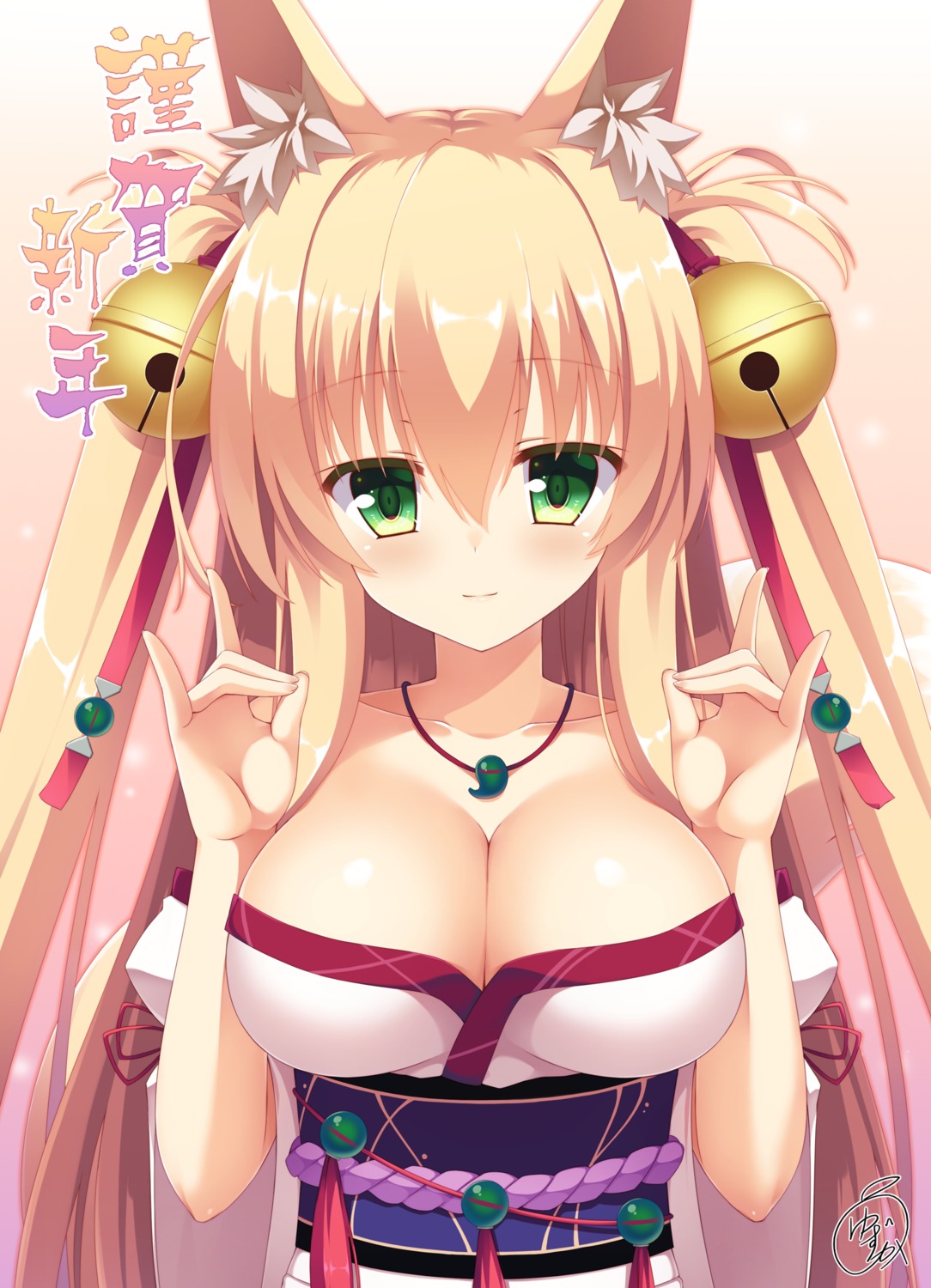 animal_ears cleavage izuna_(yuzuka) japanese_clothes yuzuka