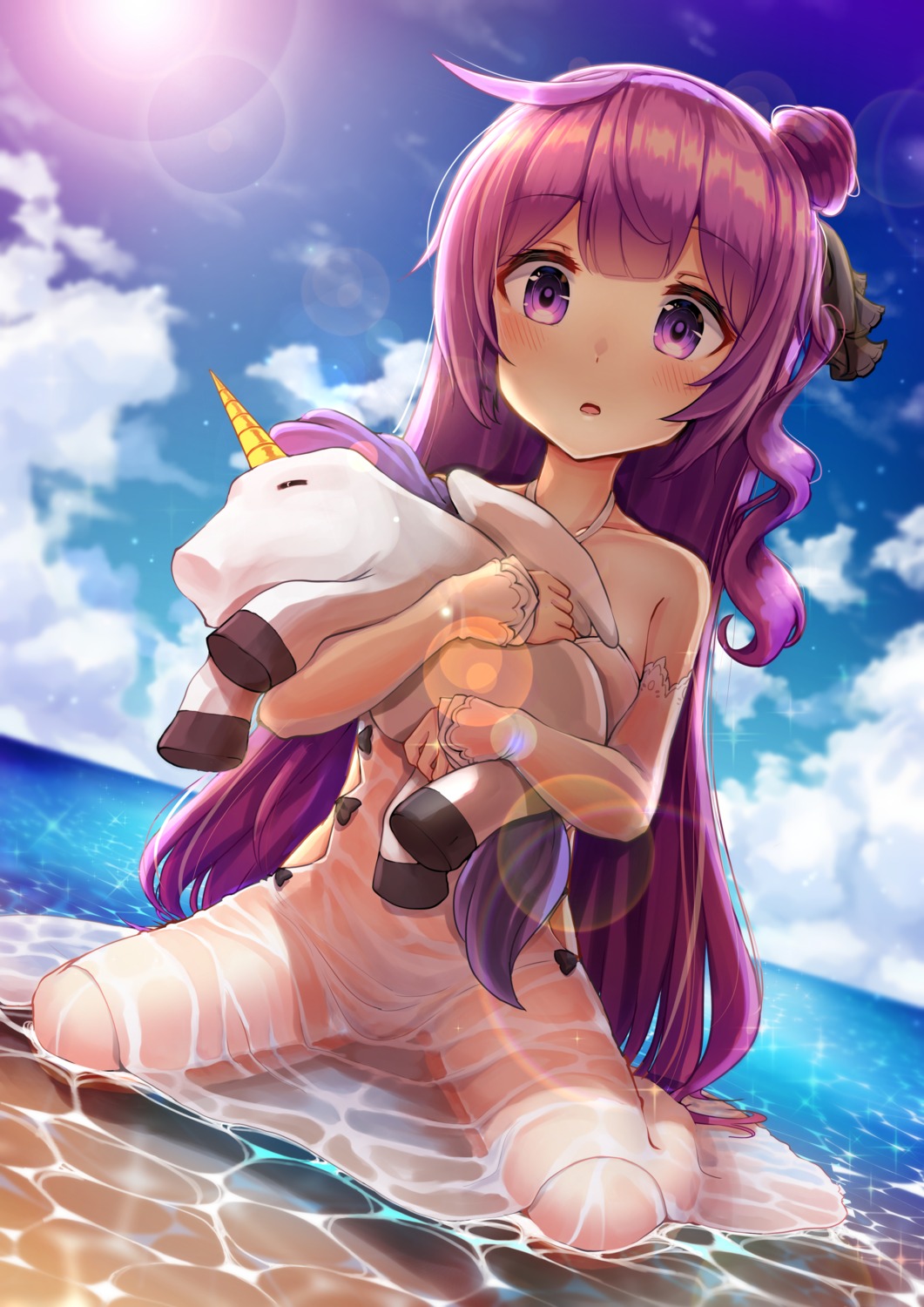 azur_lane dress gui_ss pantsu see_through summer_dress unicorn_(azur_lane) wet wet_clothes