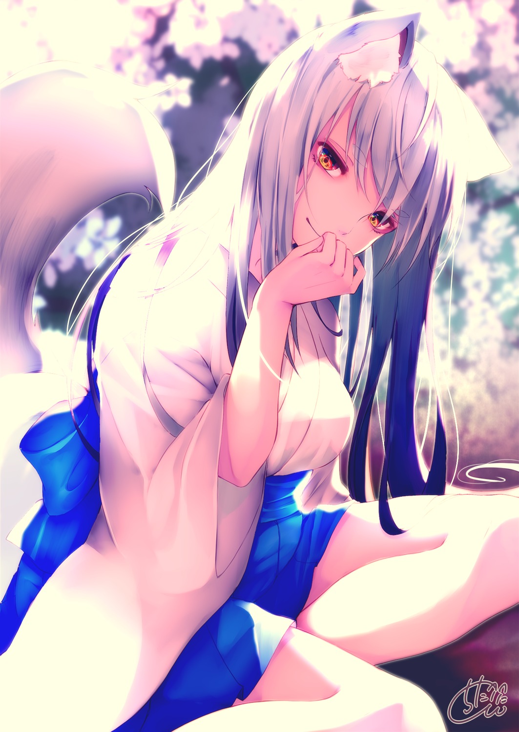 animal_ears chita_(ketchup) japanese_clothes kitsune tail