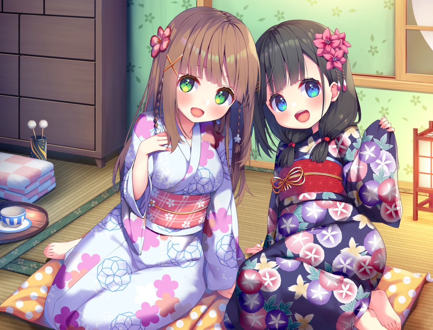 asa_no_ha fujino_(whisp) somei_yoshino_(whisp) whisp yukata