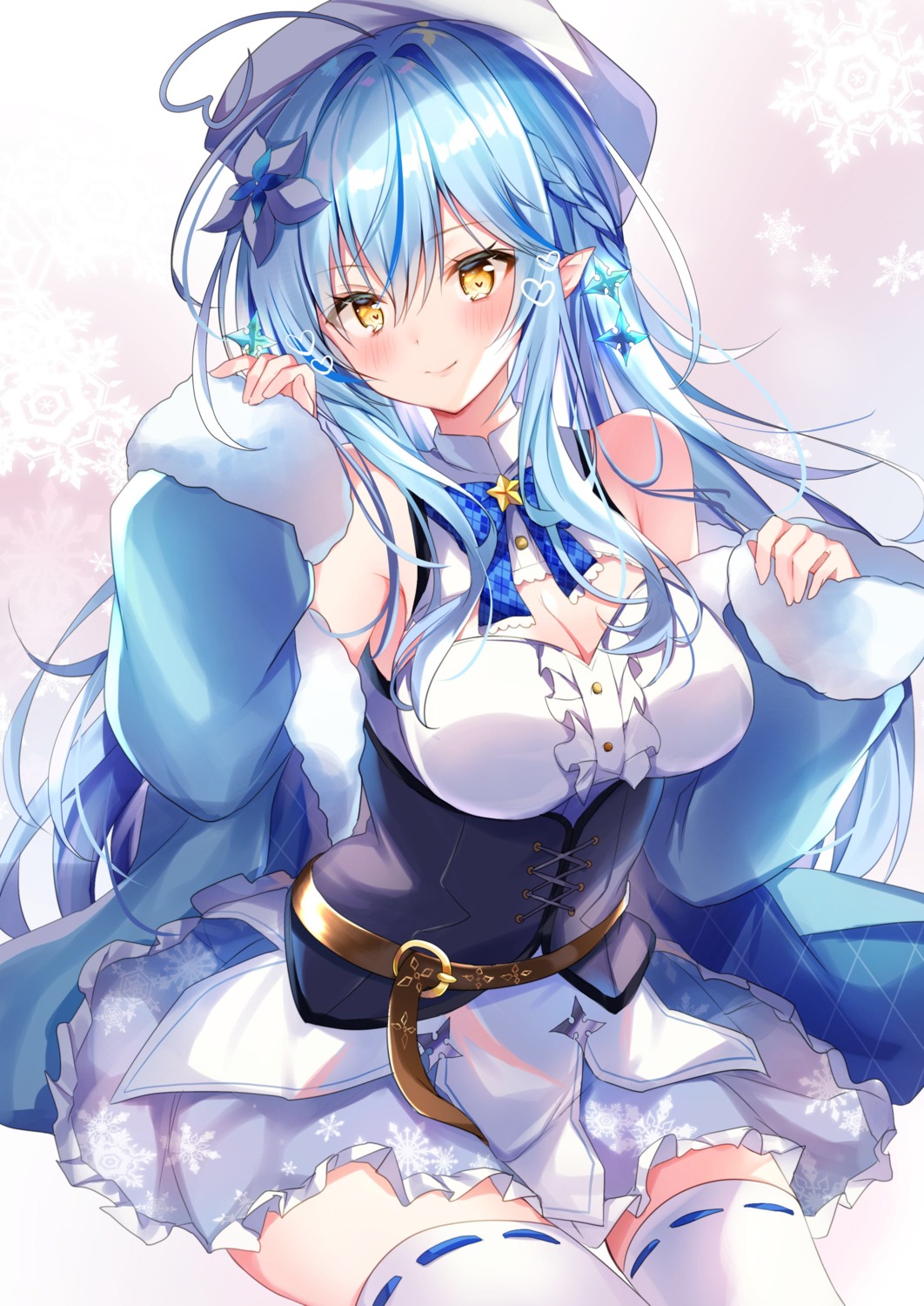 cleavage elf hololive nenobi_(nenorium) pointy_ears thighhighs yukihana_lamy