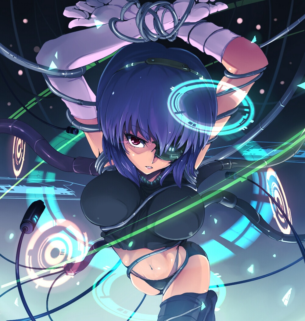 bondage eyepatch ghost_in_the_shell kasai_shin kusanagi_motoko thighhighs