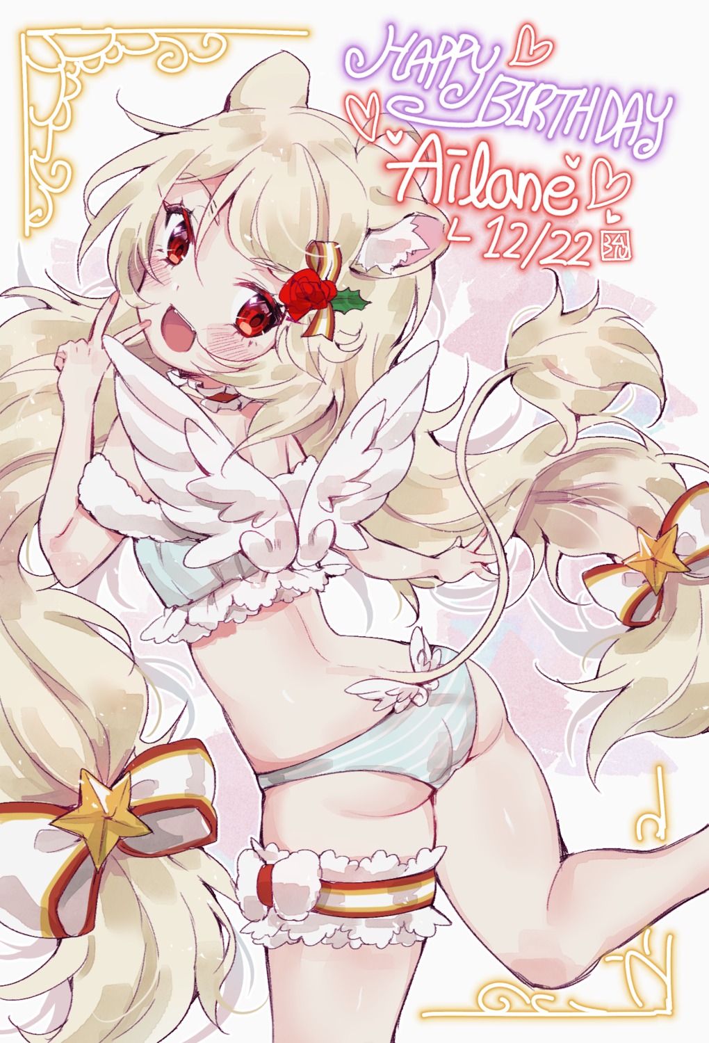 ailane animal_ears ass garter pantsu shimapan show_by_rock!! tail wings yeon_kun