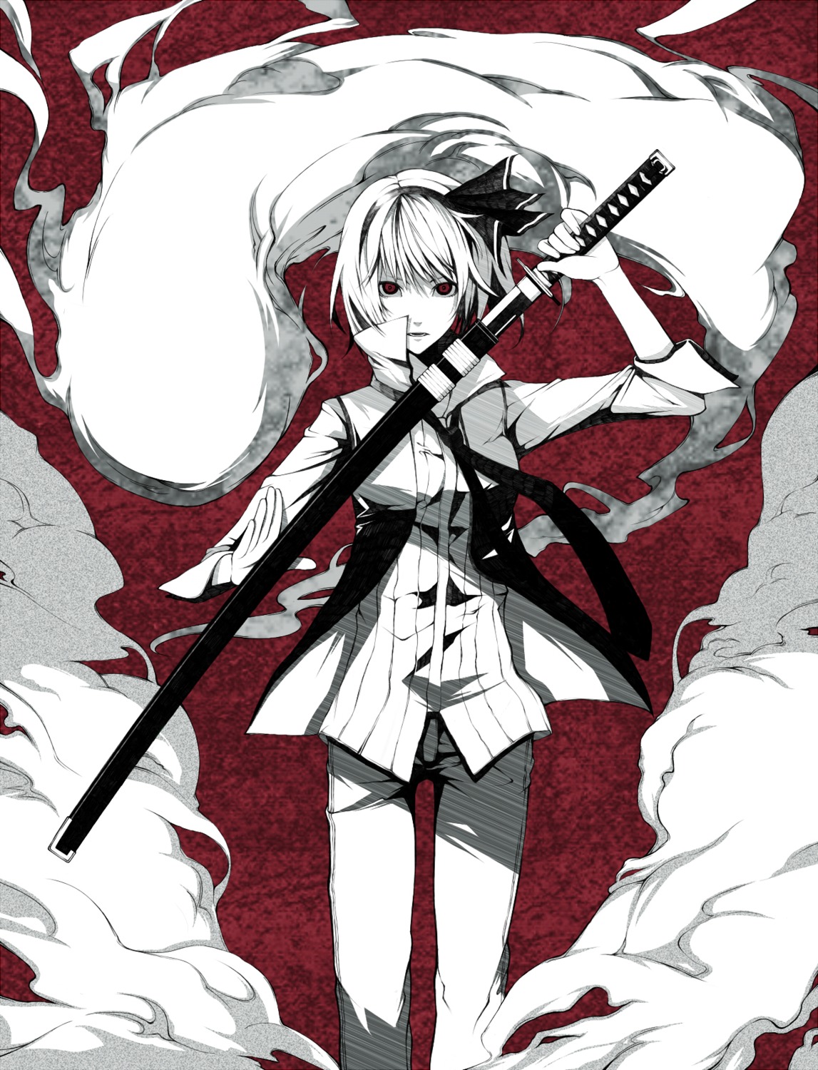 kodama_(wa-ka-me) konpaku_youmu monochrome myon sword touhou