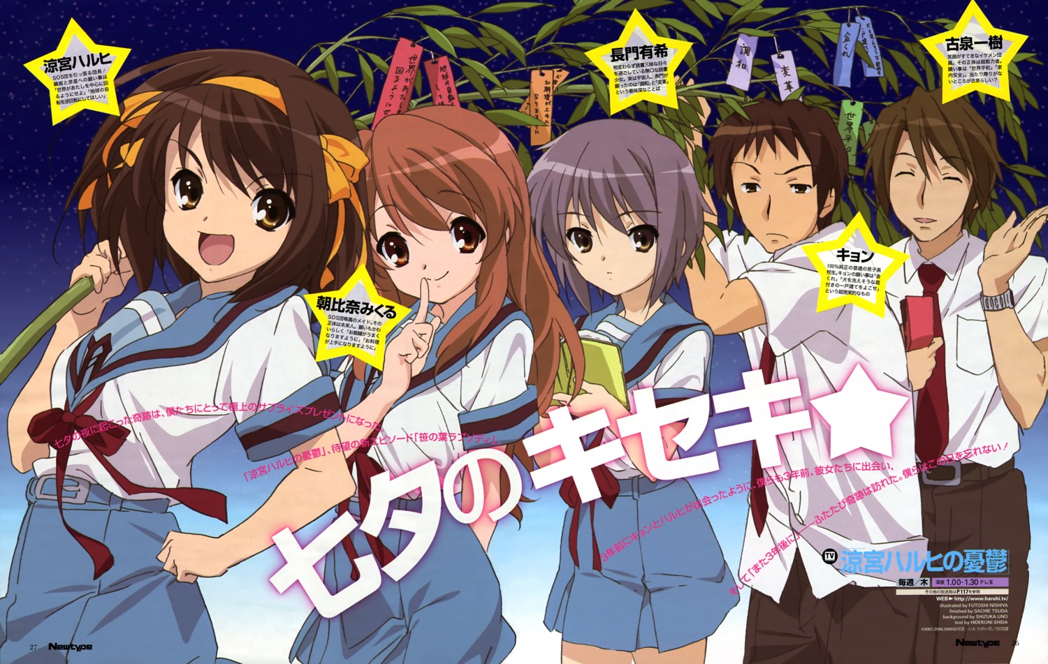 asahina_mikuru koizumi_itsuki kyon nagato_yuki nishiya_futoshi seifuku suzumiya_haruhi suzumiya_haruhi_no_yuuutsu