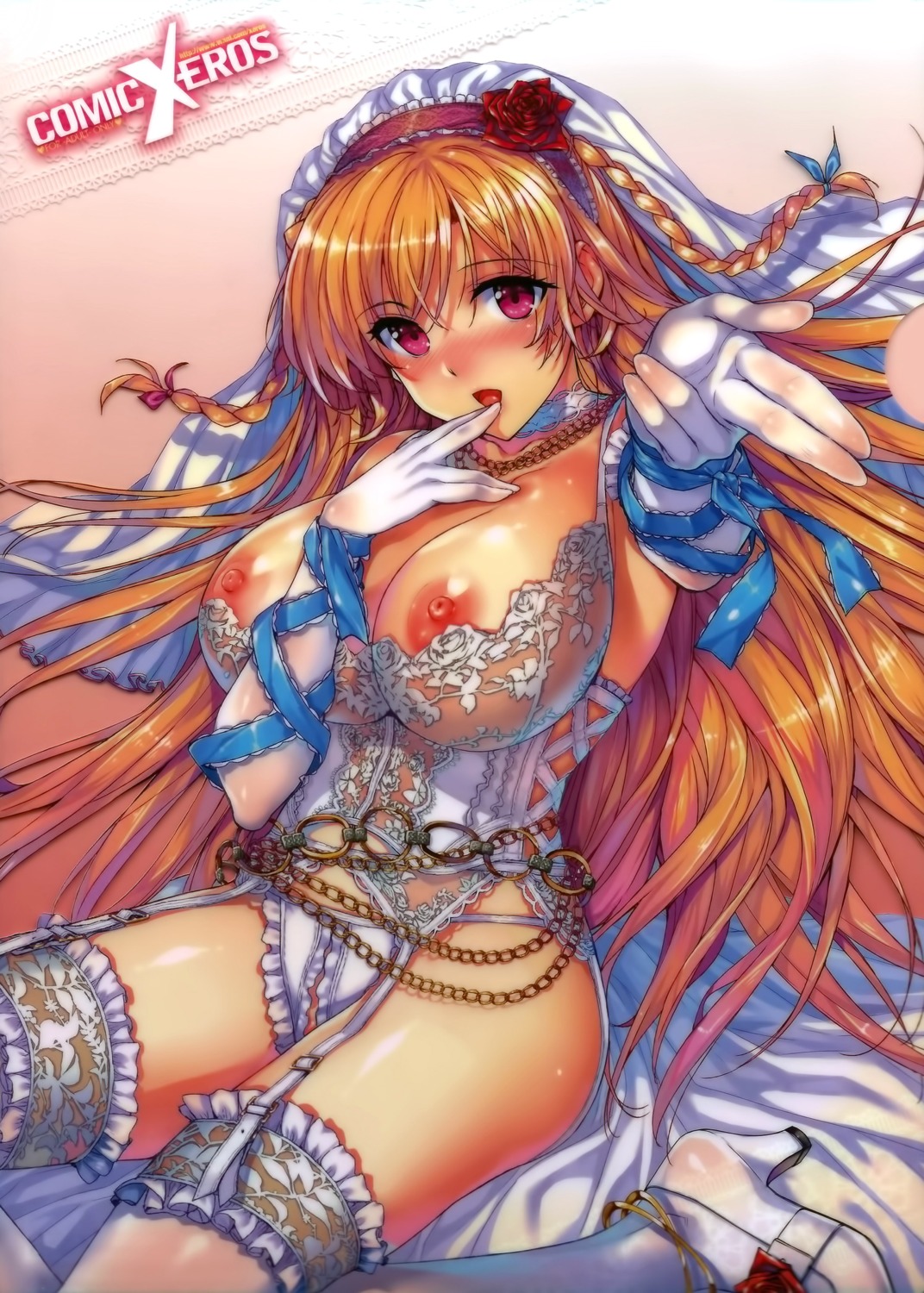 breasts dress garter_belt katsurai_yoshiaki lingerie nipples pantsu see_through stockings thighhighs wedding_dress