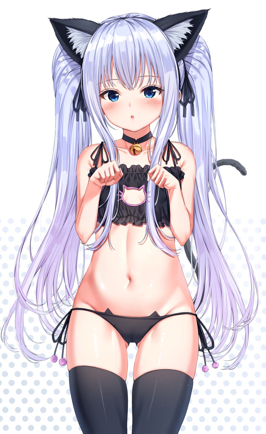 animal_ears bra cameltoe nekomimi pantsu string_panties tail thighhighs xue_lu