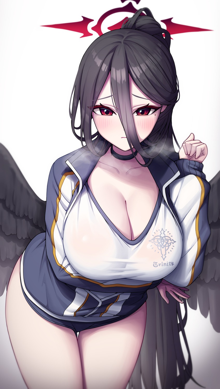 angel blue_archive buruma cleavage gym_uniform hanekawa_hasumi metaljelly see_through wings
