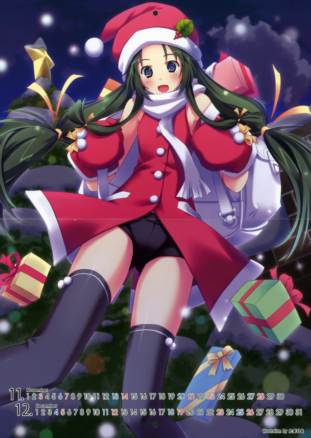 buruma calendar christmas crease tamahiyo thighhighs