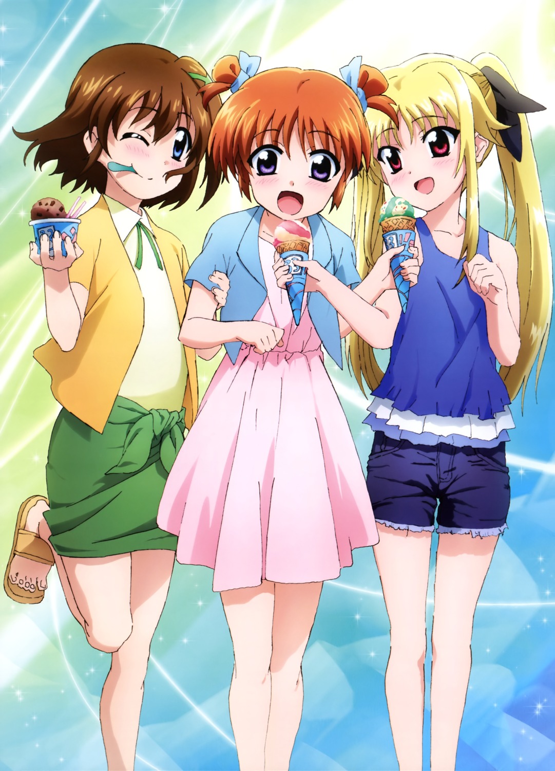 dress fate_testarossa mahou_shoujo_lyrical_nanoha mahou_shoujo_lyrical_nanoha_reflection takamachi_nanoha yagami_hayate