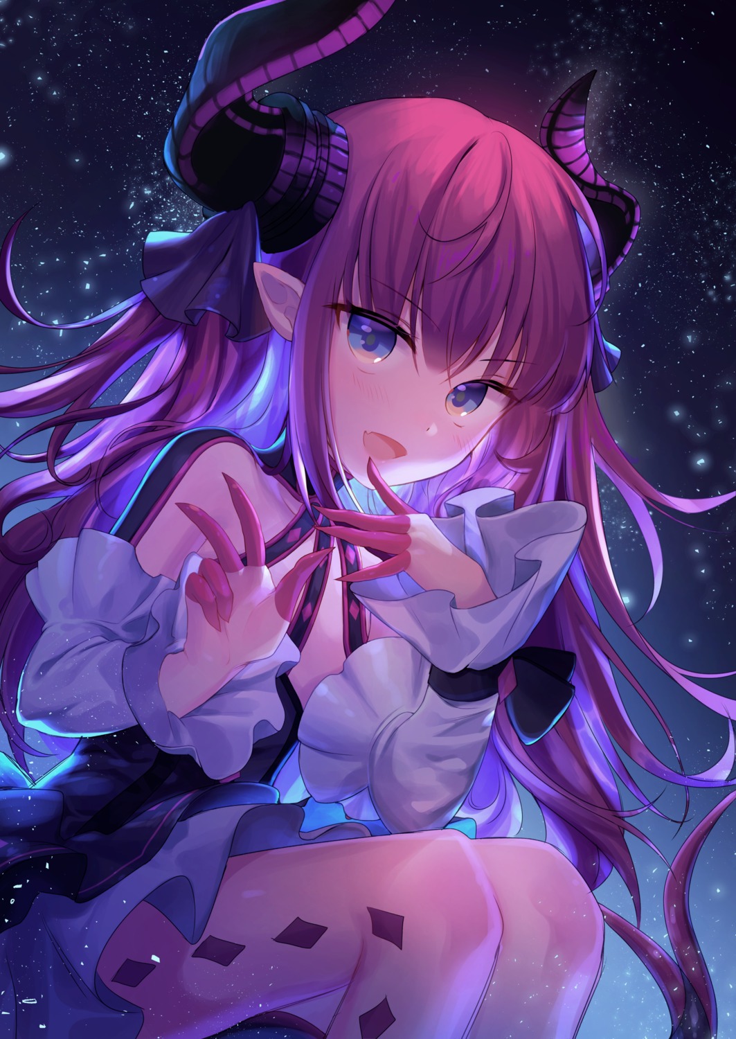 alpha_(ypalpha79) elizabeth_bathory fate/extra fate/extra_ccc fate/grand_order fate/stay_night horns no_bra pointy_ears tail