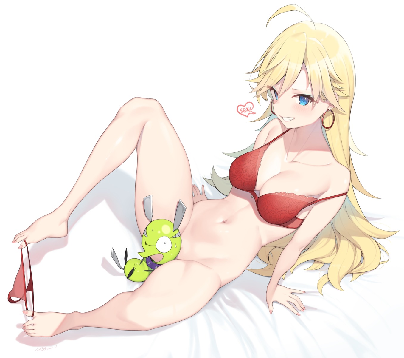 bottomless bra chuck cleavage cloba feet pantsu panty panty_&_stocking_with_garterbelt panty_pull