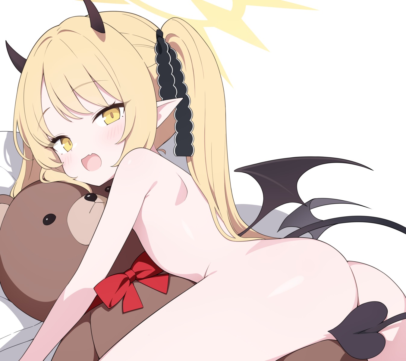 ass blue_archive devil halo horns jyt loli naked pointy_ears tail tanga_ibuki wings