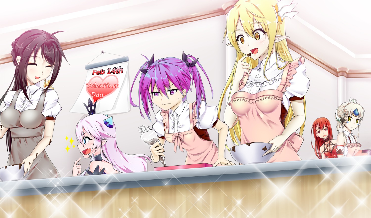 aisha_(elsword) ara_haan cleavage dress elesis elsword eve_(elsword) lu_(elsword) pointy_ears rena_(elsword) valentine veca