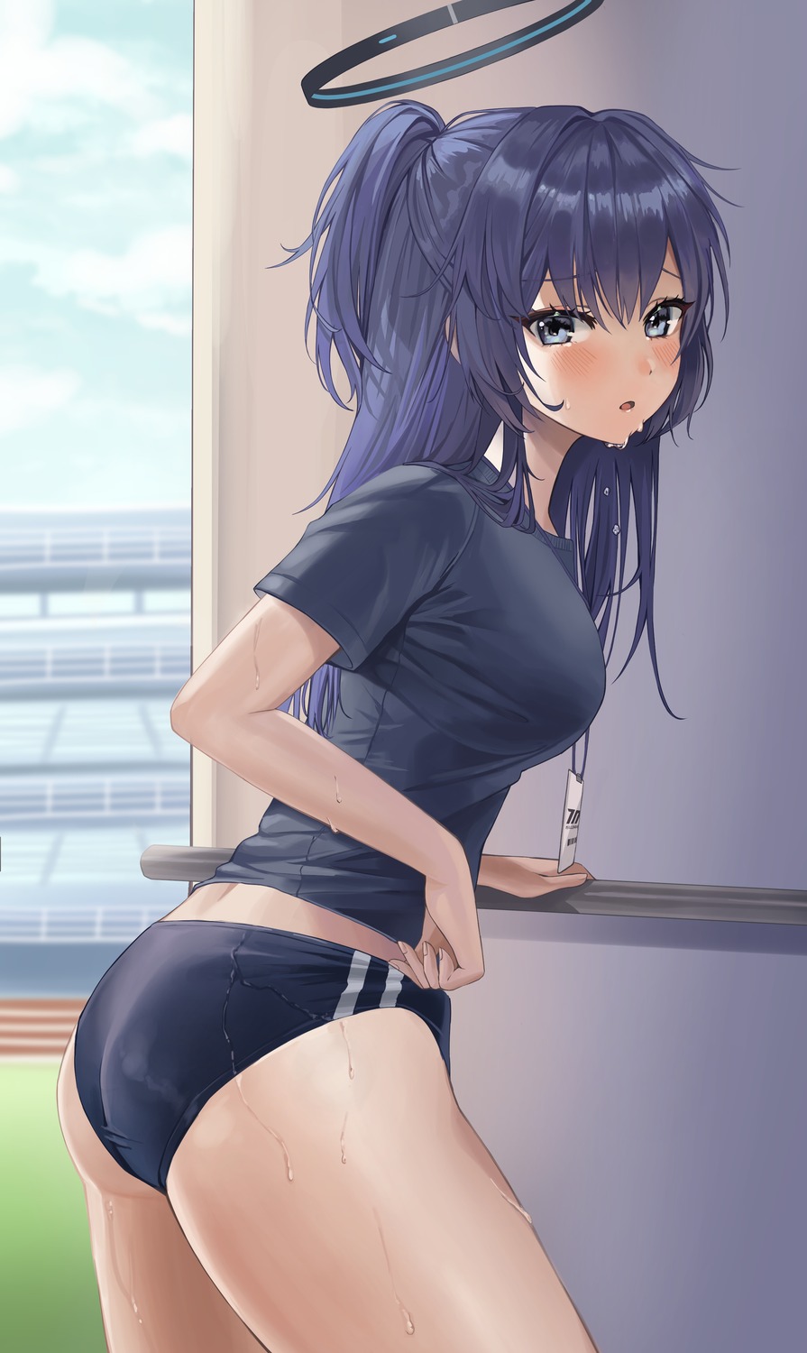 ass blue_archive buruma gym_uniform halo hayase_yuuka scong wet