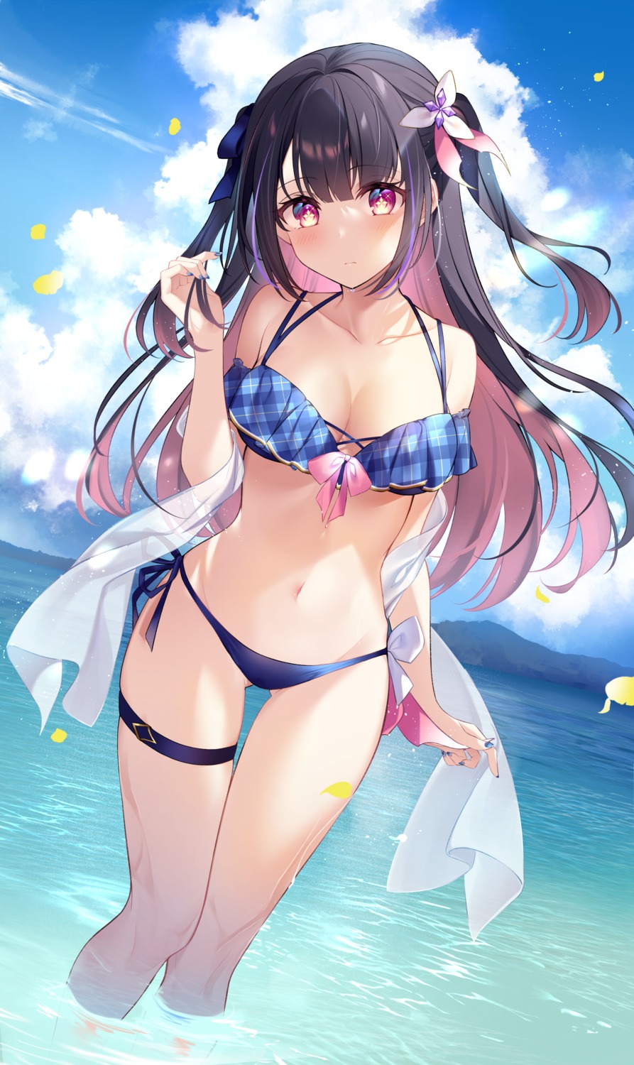 bikini garter hina_misora kisaragi_yuri swimsuits wactor wet