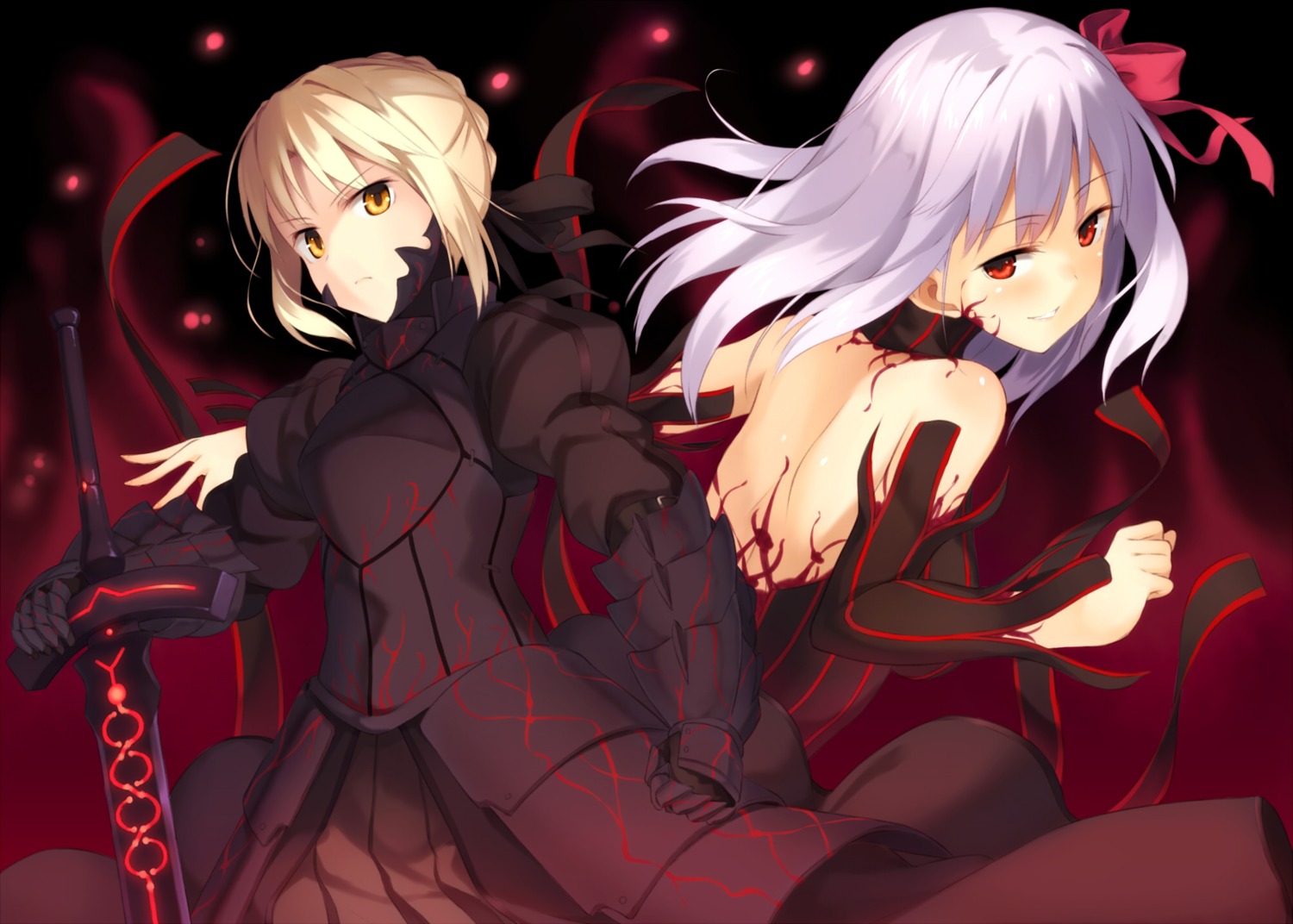 dark_sakura fate/stay_night kinta_(distortion) matou_sakura saber saber_alter