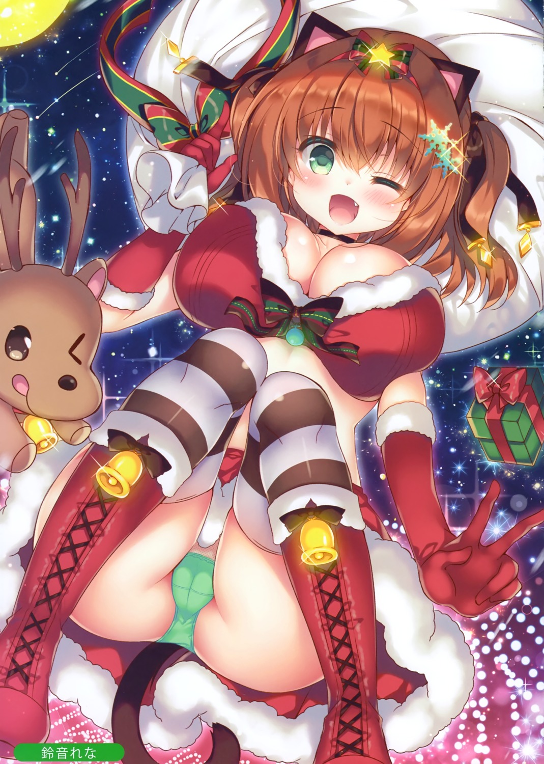 animal_ears cameltoe christmas nekomimi pantsu skirt_lift suzunone_rena tail