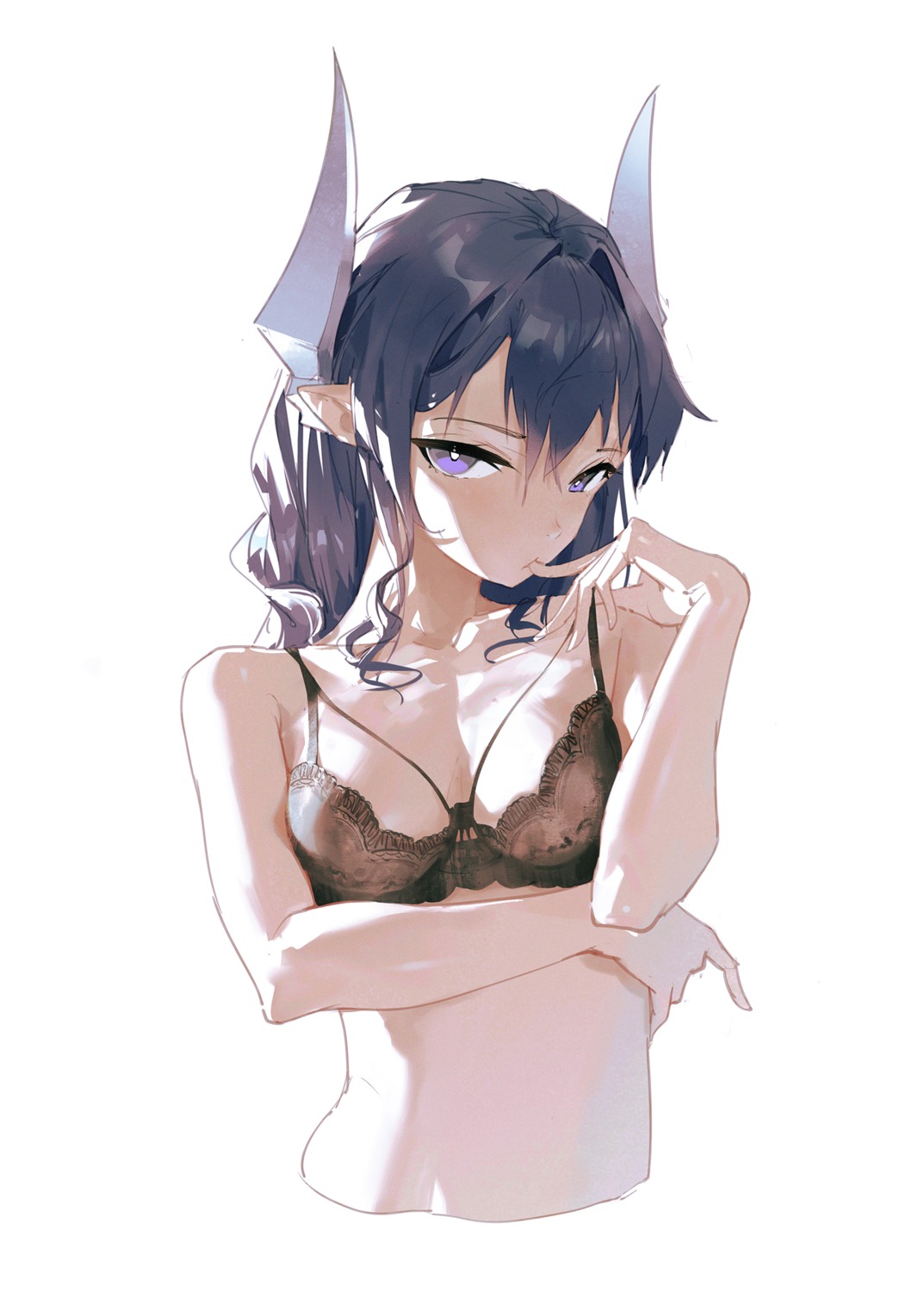 bra dinoartforame horns pointy_ears