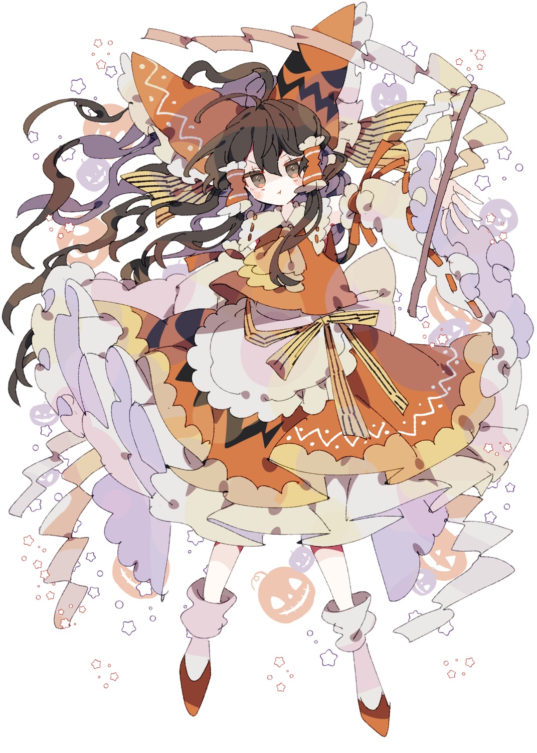 hakurei_reimu halloween miko nikorashika touhou