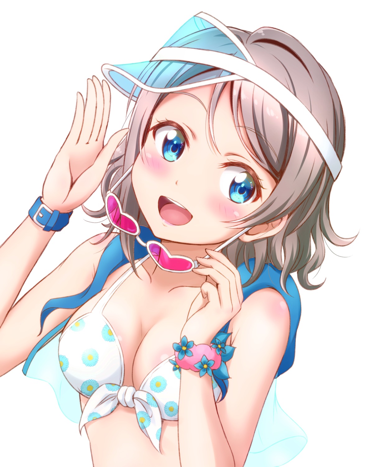 bikini_top ckst cleavage love_live!_sunshine!! megane open_shirt see_through swimsuits watanabe_you