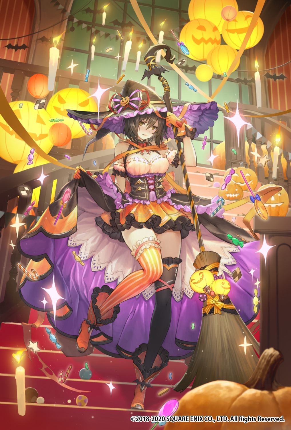 cinkai cleavage garter halloween heels romancing_saga_re;universe skirt_lift thighhighs witch