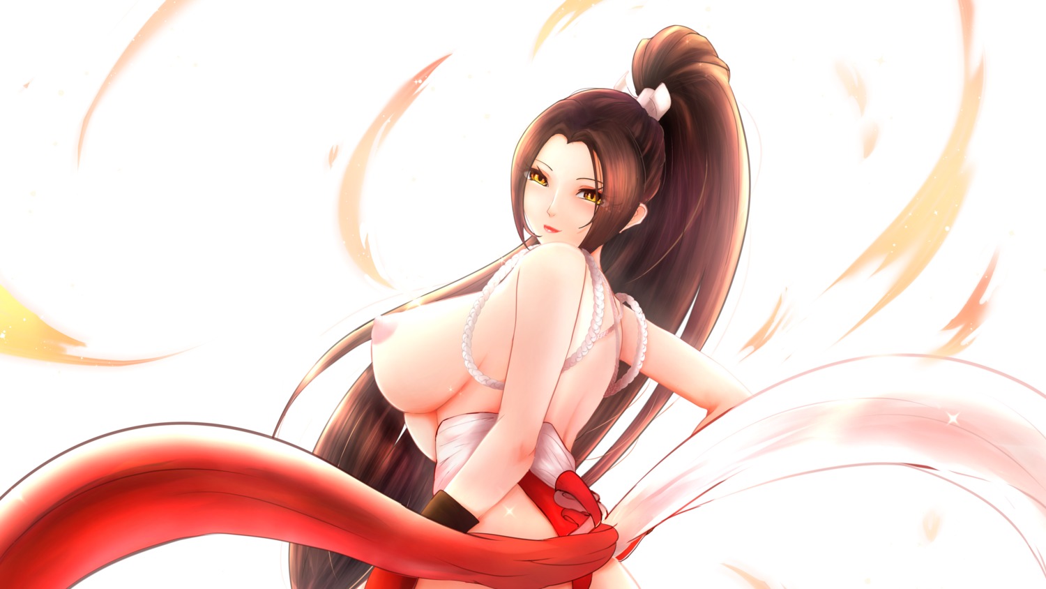 edwardapcychu japanese_clothes king_of_fighters nipples shiranui_mai topless