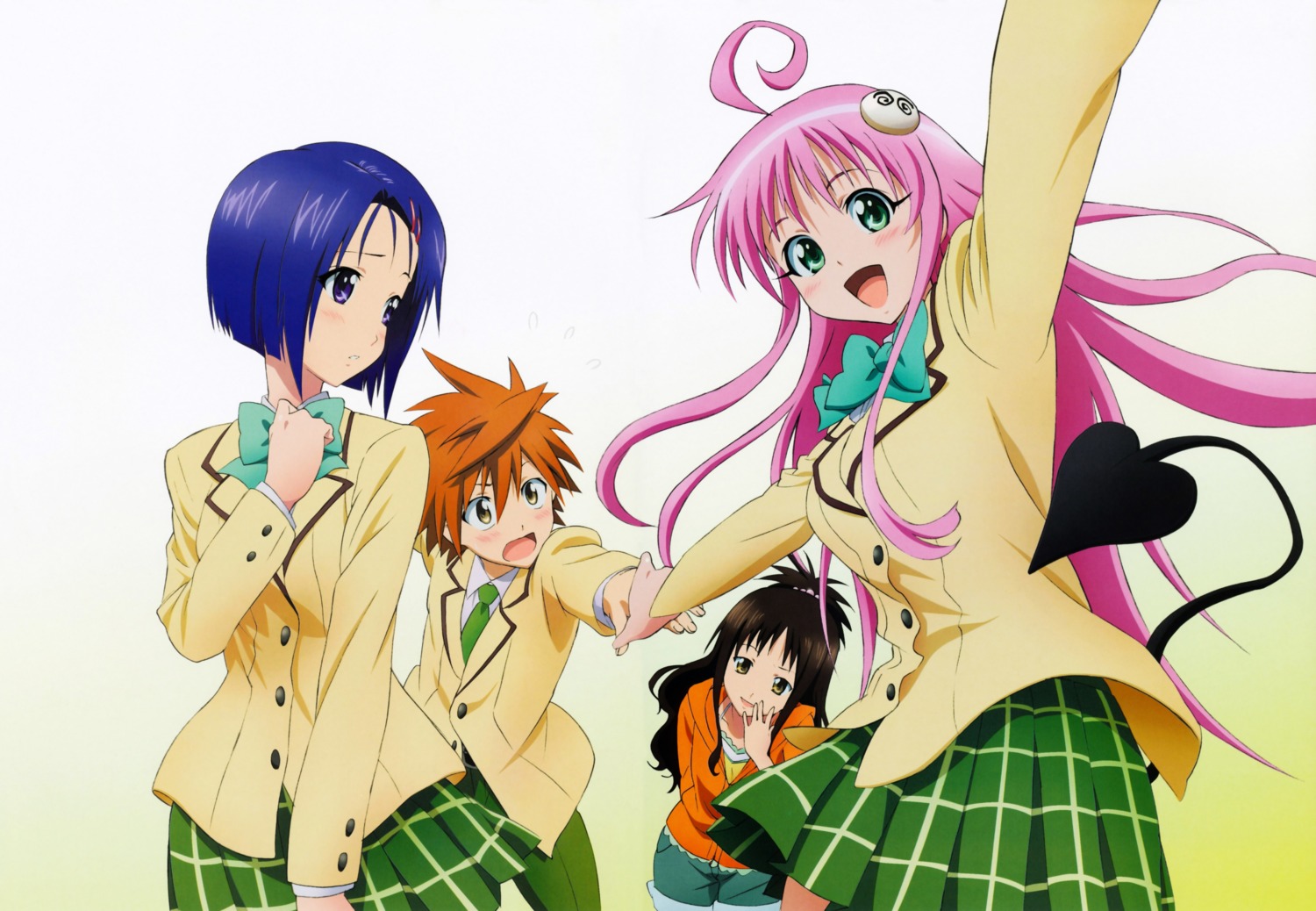 kobayashi_chizuru lala_satalin_deviluke overfiltered sairenji_haruna seifuku tail to_love_ru yuuki_mikan yuuki_rito