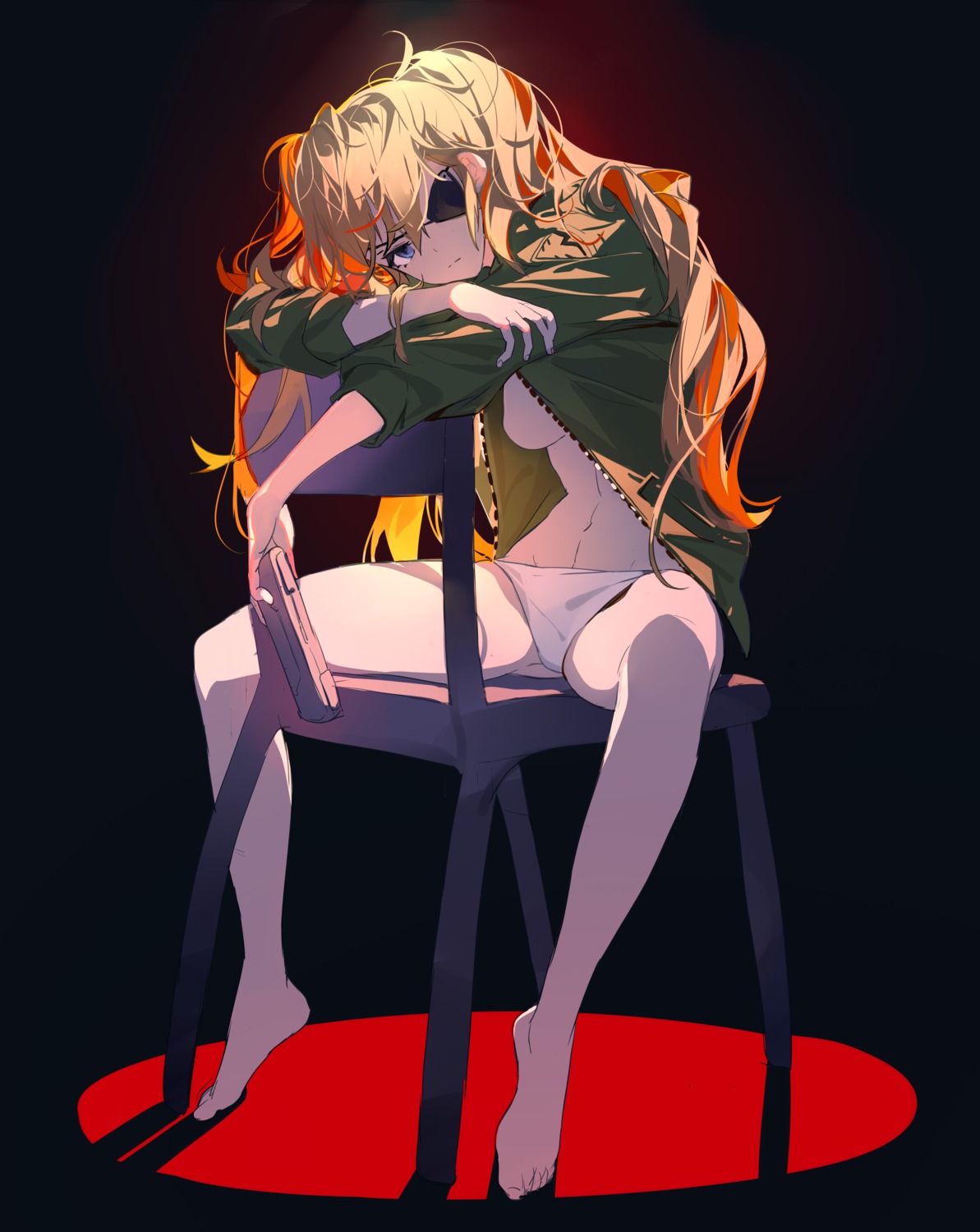 eyepatch grandia_lee neon_genesis_evangelion no_bra open_shirt pantsu souryuu_asuka_langley