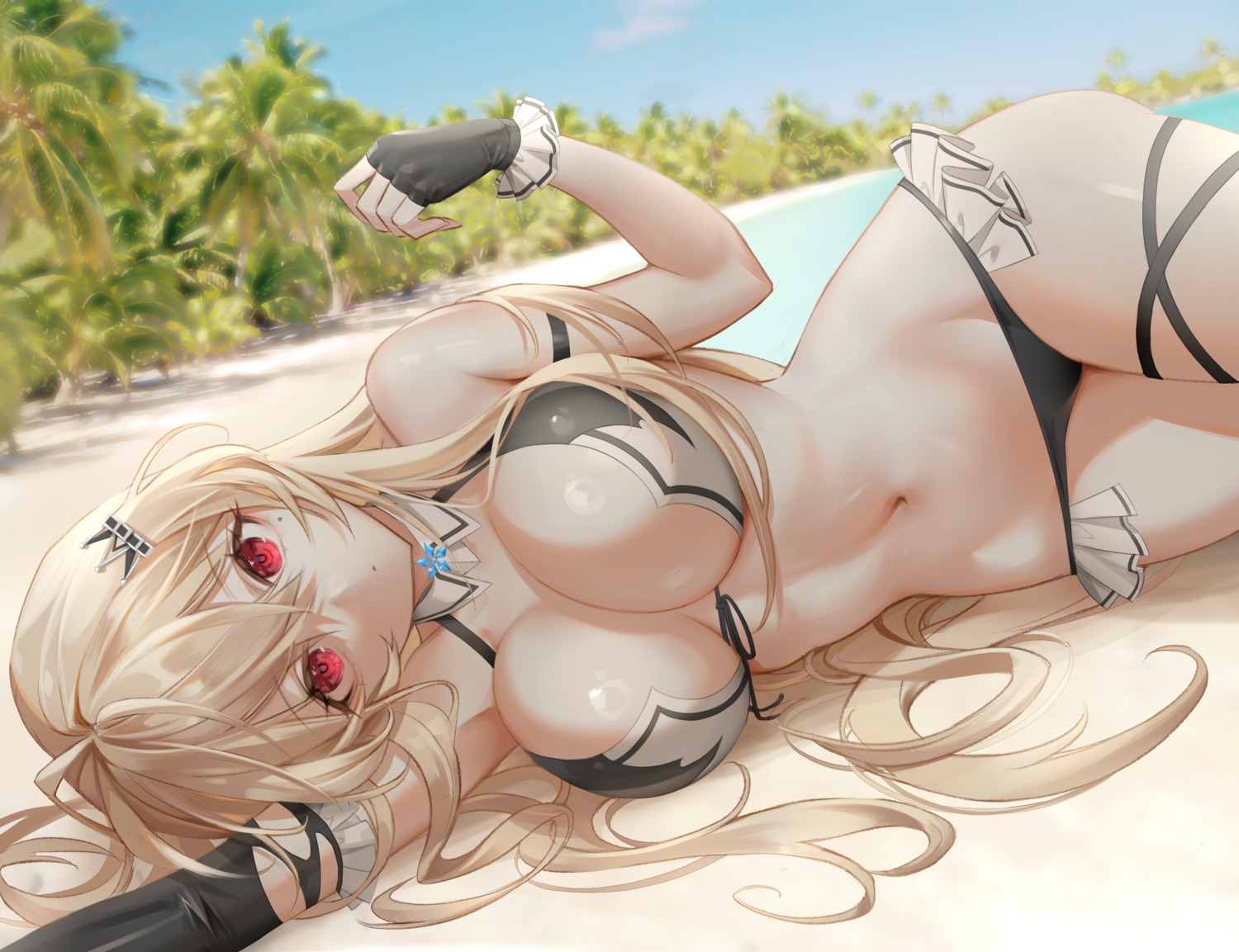 bikini cream_(cream) garter swimsuits torn_clothes whois