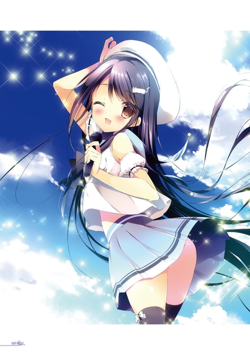 digital_version shiratama skirt_lift thighhighs