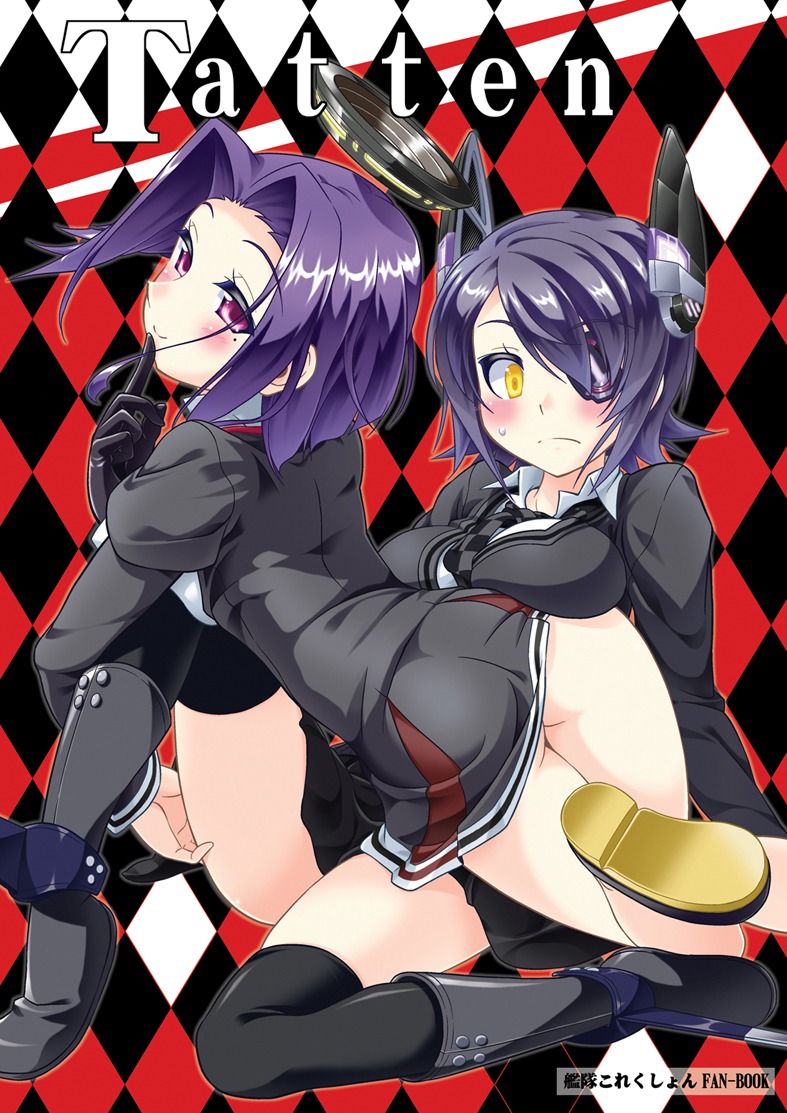 akari_ryuryuu eyepatch kantai_collection tatsuta_(kancolle) tenryuu_(kancolle) thighhighs