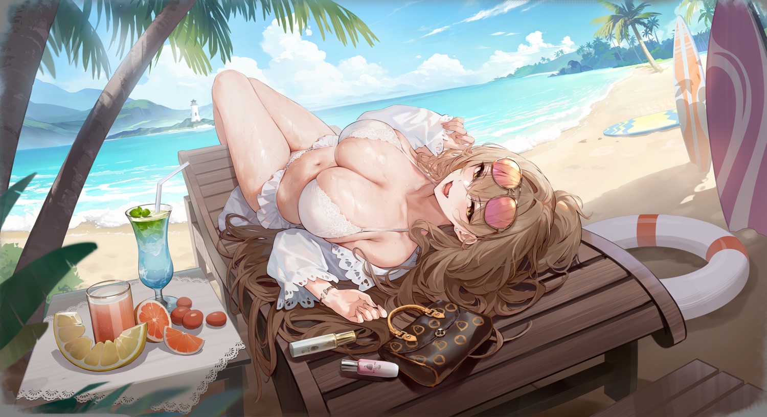 azur_lane bikini lion_(azur_lane) megane open_shirt see_through swimsuits tagme transparent_png wet